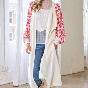 Sammy Crochet Sleeve Midi Cardigan